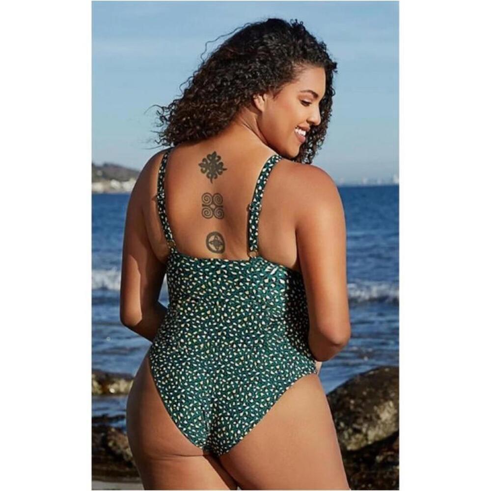 NWT CUPSHE Leopard O-Ring Underwire One Piece Swimsuit Women’s Plus size 0X (14) - Picture 11 of 14